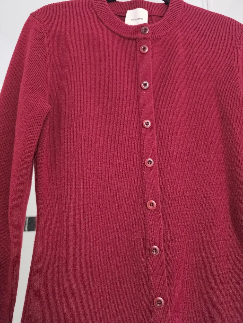 Reformation Bianca Regenerative Wool Sweater Dress In Chianti - Picture 7 of 12